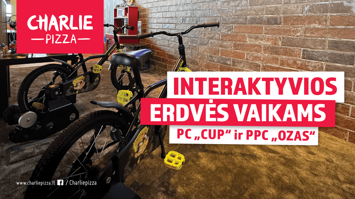 Charlie Pizza interaktyvios erdvės vaikams